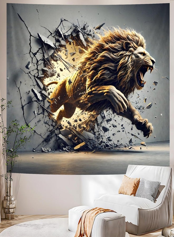 AOHMPT 3D Tapestry, 59"x51" Animal Print Poster, Lion Tapestry,Wall Art Painting for Bedroom and Living Room 59"x51" - Image 5